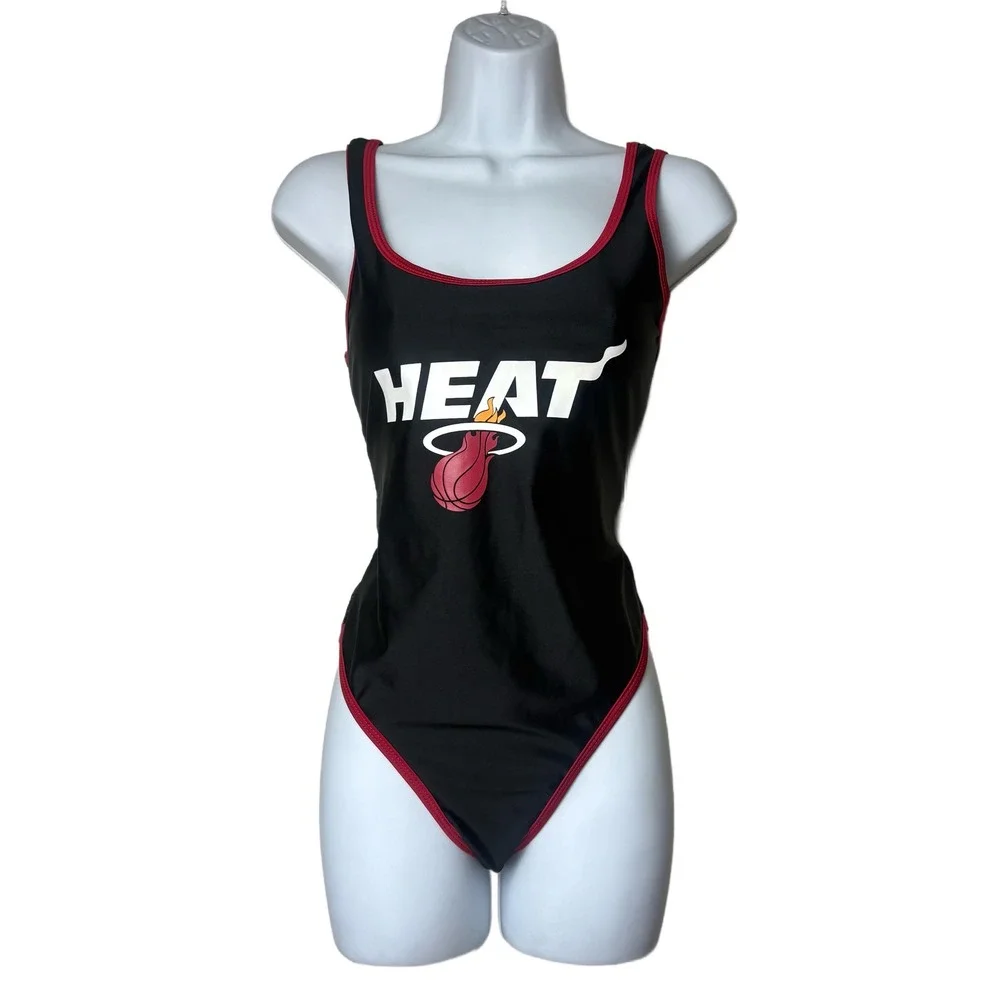 Miami Heat Bodysuit Swimsuit One-Piece NBA Basketball Fan Gear Womens Lg